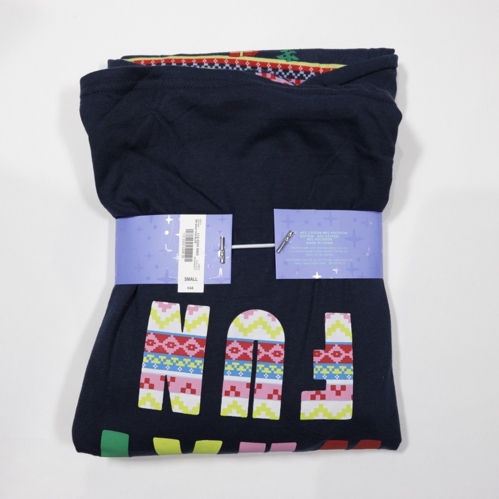 Sleep Chic Women's Christmas Pajama Set 2-Piece Graphic Tee & Pants Navy Size S - Picture 6 of 8